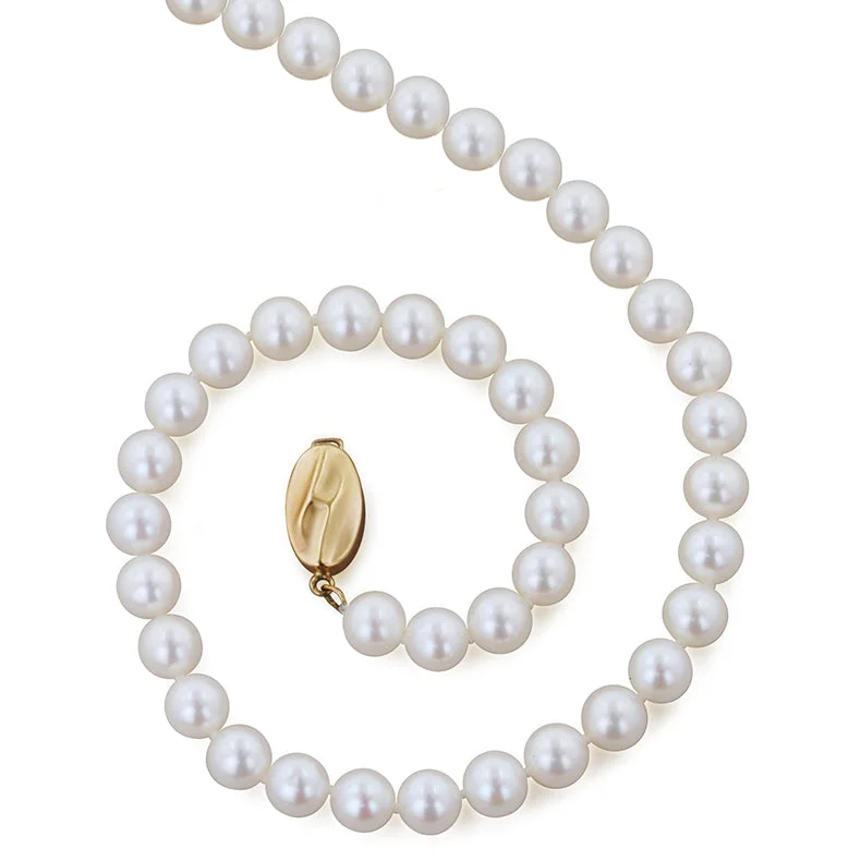 Unique necklaces and pendants with gemstones for a colorful and vibrant statement-Sabel Pearl 14K Yellow Gold Near Round Freshwater Cultured Pearl Strand in 7-8mm Width