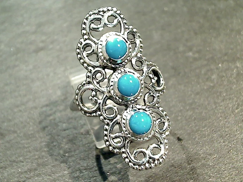 Women’s gold rings with shimmering opal centerpieces -Size 7.25 Turquoise, Sterling Silver Ring