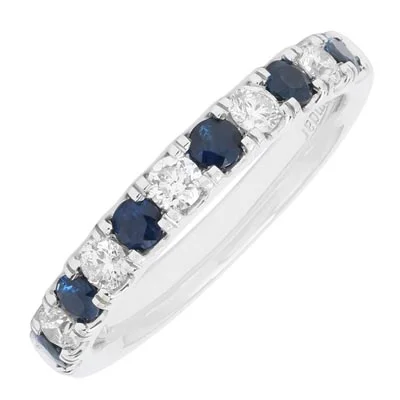 Women’s rings with jade stones for serenity -Sapphire and Diamond Band in 14kt White Gold (1/3ct tw)