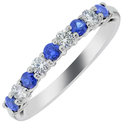 Women’s rings with tiger eye for boldness -Sapphire and Diamond Band in Platinum (1/4ct tw)