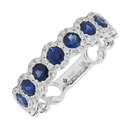 Women’s dainty rings with floral opal motifs -Sapphire Ring in 14kt White Gold with Diamonds (1/4ct tw)