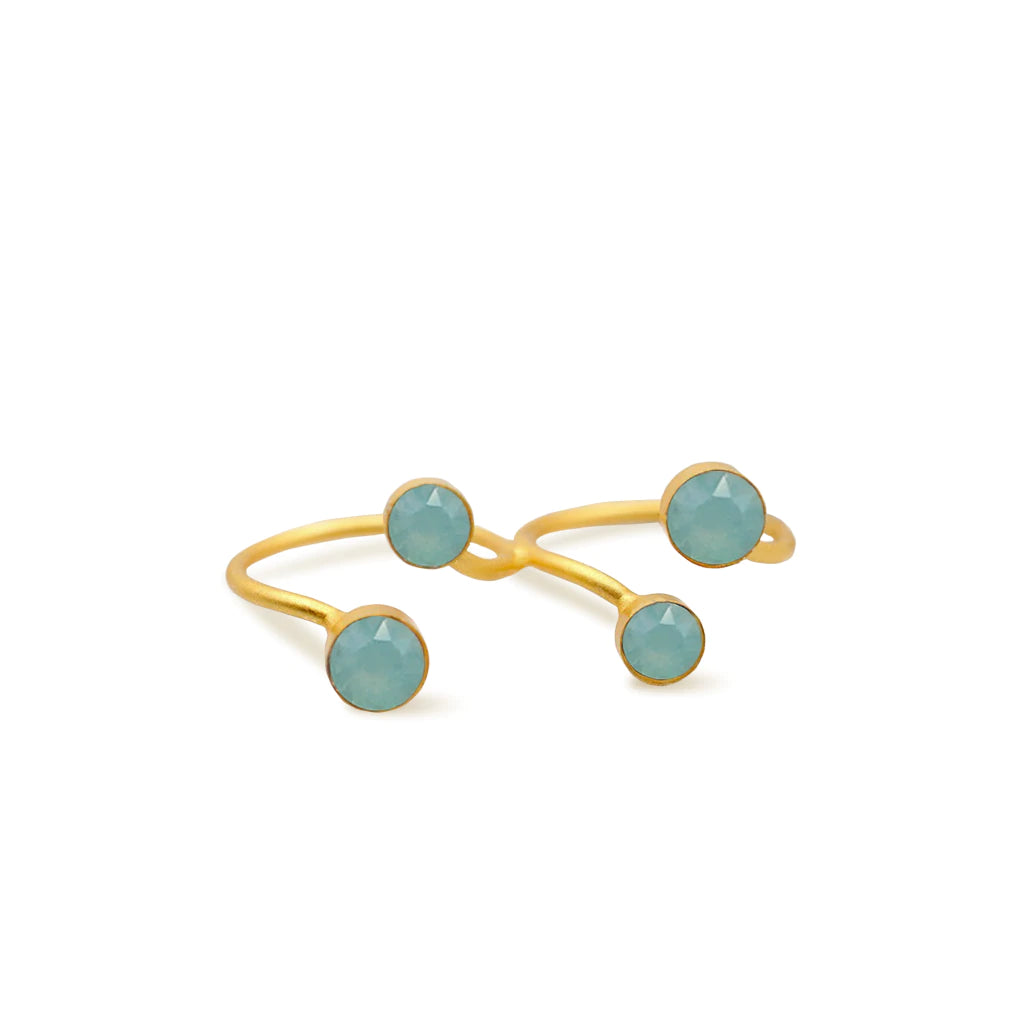 Women’s rings with vibrant aventurine for luck -Sappho's Double Ring