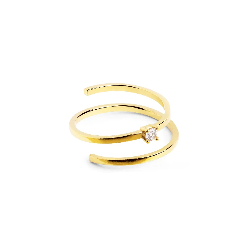 Women’s custom rings with engraved love messages -Spiral Spark Gold Ring