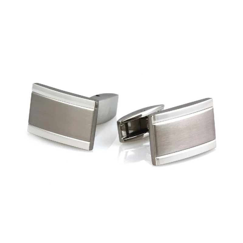 Unique necklaces and pendants with vintage-inspired designs for timeless appeal-Stainless Steel Brushed Rectangle Cufflinks