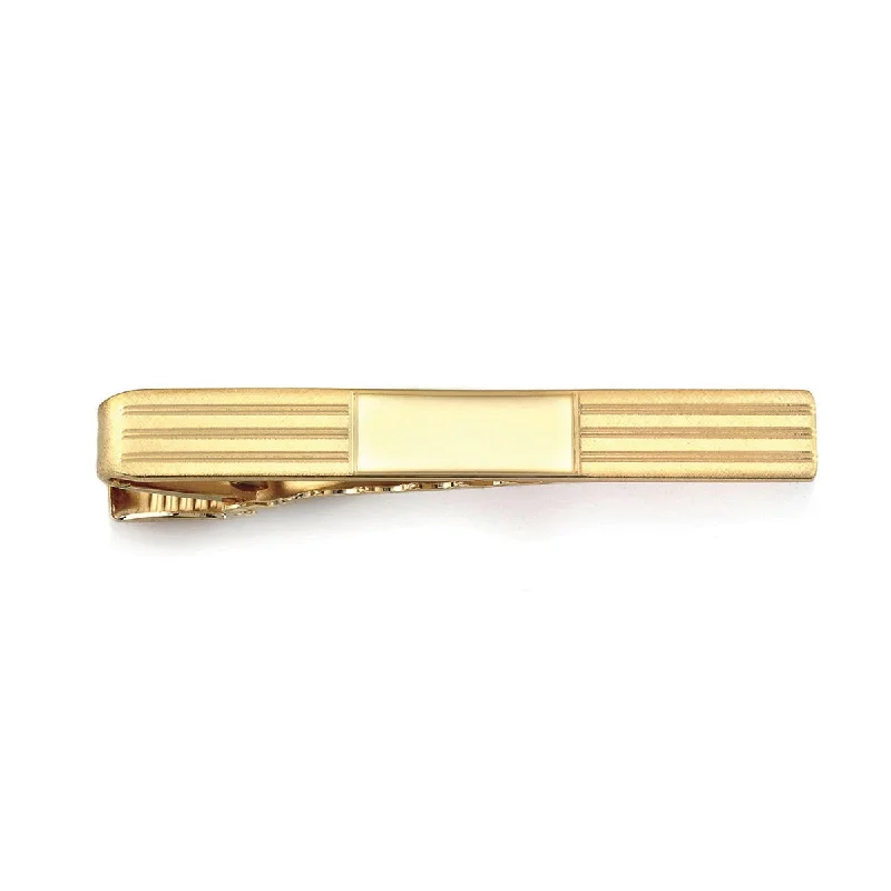 Trendy necklaces and pendants with geometric shapes for a modern aesthetic-Stainless Steel Gold Tone Engravable Tie Bar