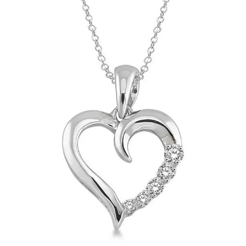 Necklaces and pendants with leaf-shaped designs for an earthy, organic feel-Sterling Silver Diamond Heart Pendant