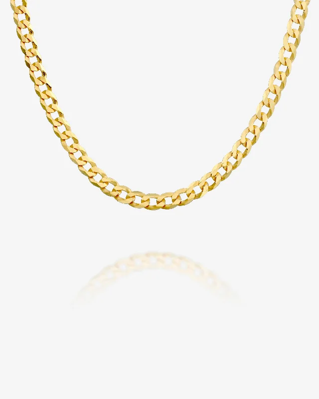 Trendy necklaces and pendants with statement pieces for a bold fashion statement-Thick Super Flat Curb Link Chain Necklace