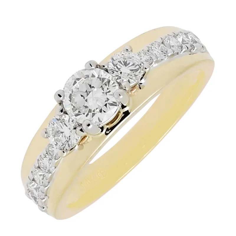 Women’s rings with bold agate for earth -Three Stone Diamond Engagement Ring in 14kt Yellow Gold (1ct tw)