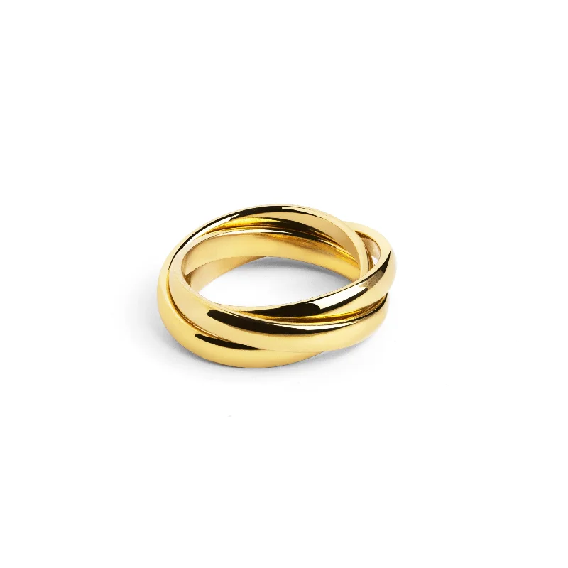 Women’s rings with engraved constellations for stars -Triple Gold Ring