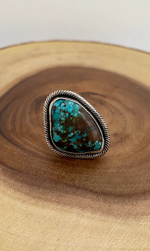 Women’s silver rings featuring bold turquoise gems -TWISTED UP Chimney Butte Sterling Silver & Turquoise Ring | Size 6 1/4