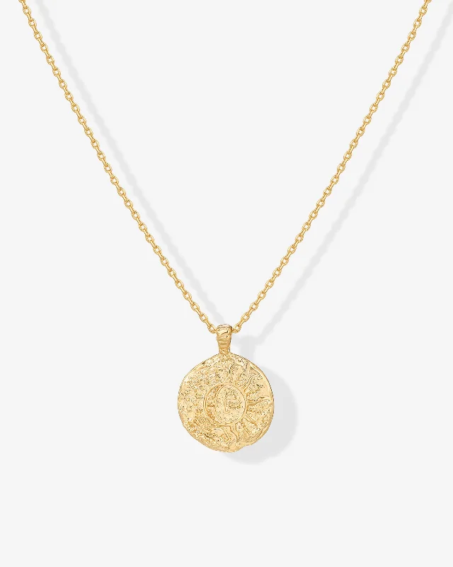 Necklaces and pendants with infinity love symbols for an eternal, romantic gesture-Vermeil Sun-Moon Engraved Coin Pendant