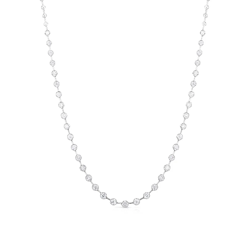 Necklaces and pendants with ocean-inspired designs for a refreshing, beachy feel-Sabel Collection White Gold Round Diamond Bar-Set Necklace