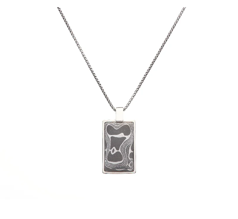 Beautiful necklaces and pendants with natural stones for an earthy, organic vibe-William Henry P44 DAM "Damascus Shift" Dog Tag Pendant