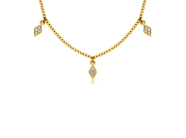 Elegant necklaces and pendants with onyx stones for a sleek, polished look-Sabel Collection Yellow Gold Round Diamond Station Necklace