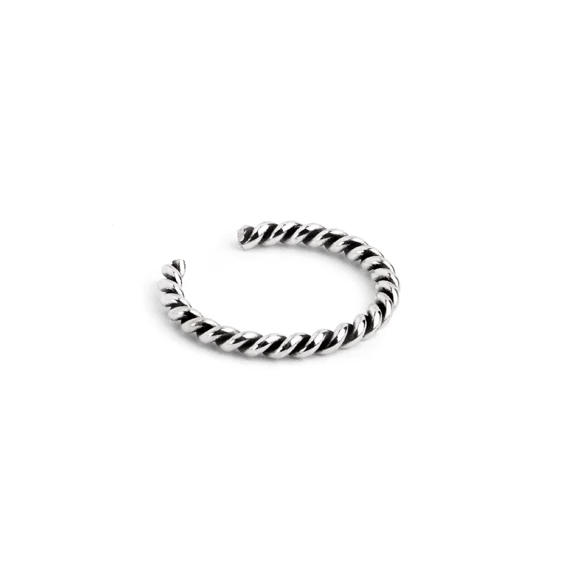 Women’s rings with tiger eye band warmth -Zambia Rope Silver Ring