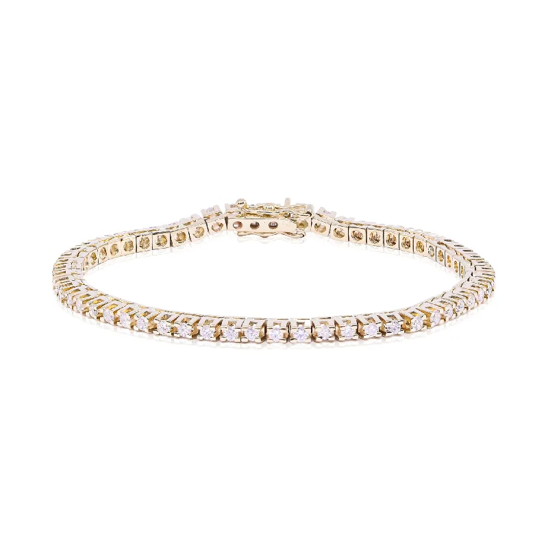 Best bangle bracelets with crystal inlays for a sparkling, glamorous appearance-ESTATE 14K YELLOW GOLD DIAMOND TENNIS BRACELET - 1.49CTW