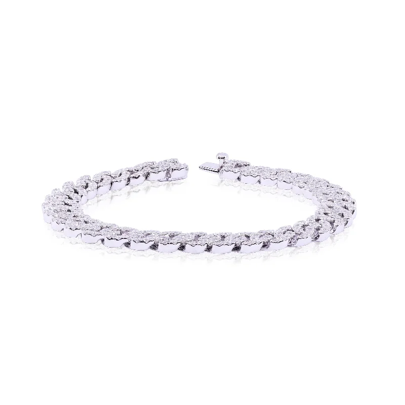 Best bangle bracelets with minimalist geometric designs for a contemporary, edgy look-18K WHITE GOLD PAVE DIAMOND CURB BRACELET - 5.61CTW