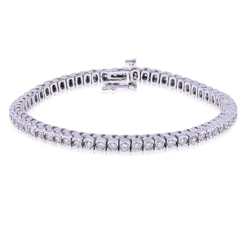 Wide bangle bracelets with bright gemstone accents for a bold, vibrant style-14K WHITE GOLD DIAMOND TENNIS BRACELET - 2.90CTW