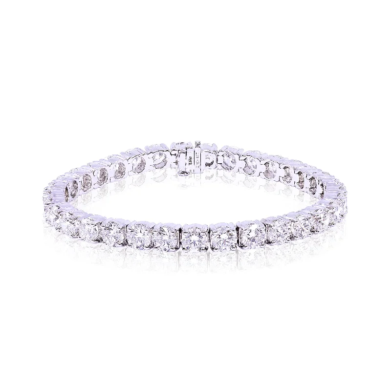 Sleek bangle bracelets with polished titanium for a modern and lightweight option-18K WHITE GOLD DIAMOND TENNIS BRACELET - 16.60CTW