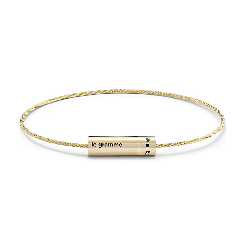 Simple gold bangle bracelets with smooth finishes for a classic and elegant style-LE GRAMME 7G 18K YELLOW GOLD CABLE BRACELET 8 INCH