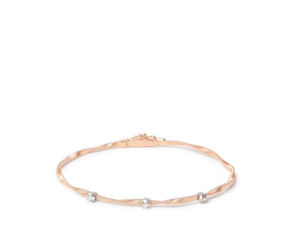 Simple gold bangle bracelets with smooth finishes for a classic and elegant style-Marco Bicego Marrakech 18K Rose Gold Diamond Bangle