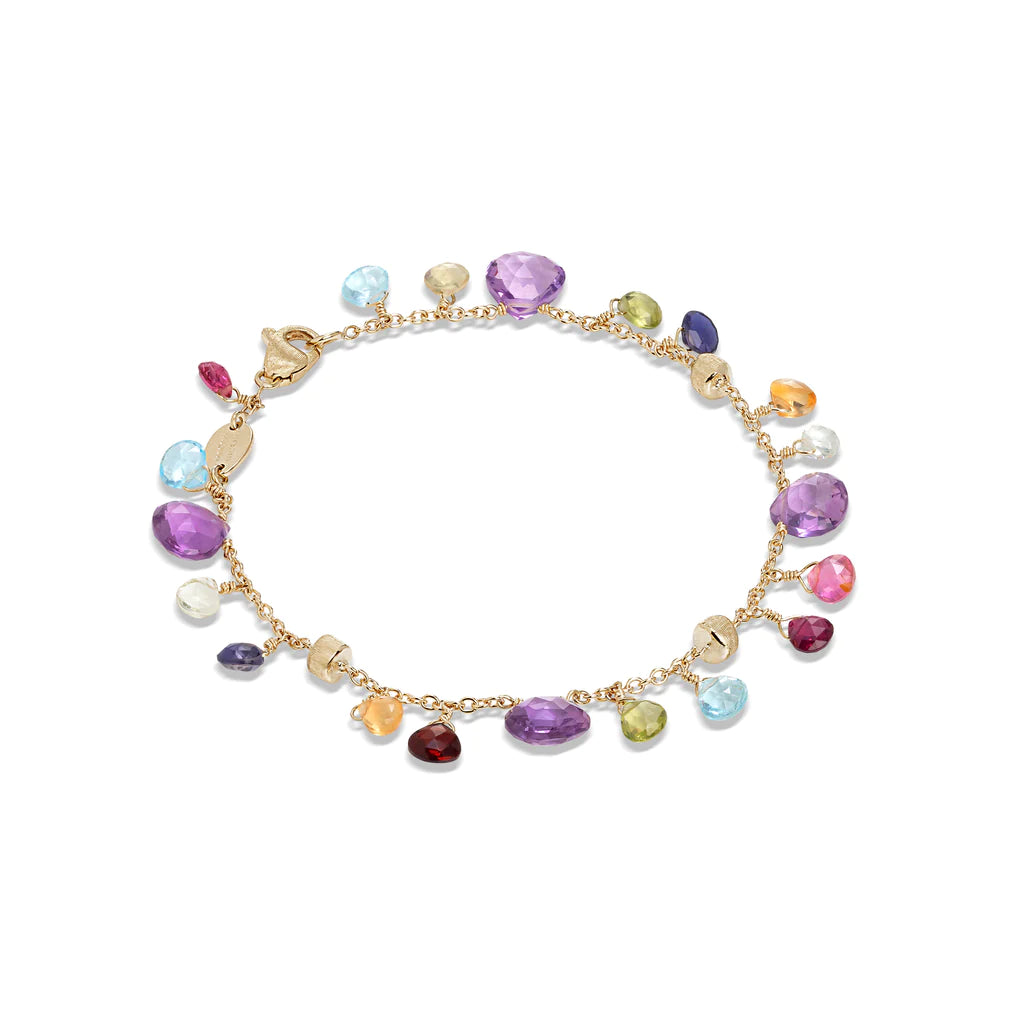 Wide bangle bracelets with animal print designs for a bold and exotic look-Marco Bicego Paradise Collection Amethyst and Mixed Gemstone Single Strand Bracelet