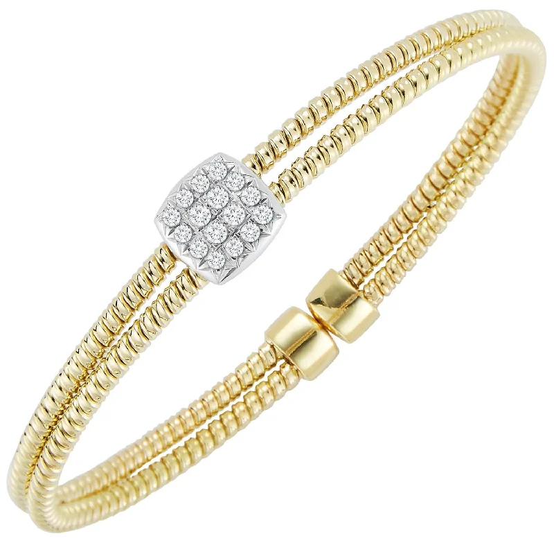 Best bangle bracelets with infinity symbols for a design full of meaning and charm-18K YELLOW GOLD DOUBLE TWISTED DIAMOND WIRE CUFF BRACELET - 0.30CTW