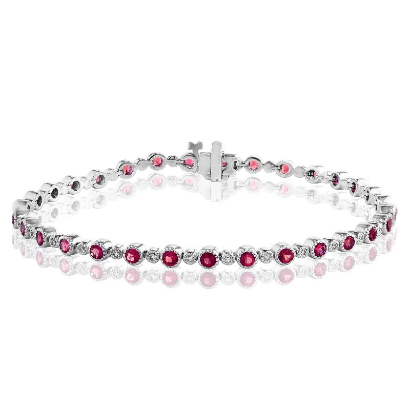 Best bangle bracelets with bright enamel colors for a fun and youthful style-14K WHITE GOLD DIAMOND RUBY BRACELET