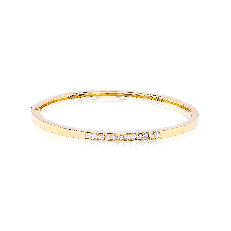 Best bangle bracelets with clear acrylic for a modern, transparent design-18K YELLOW GOLD DIAMOND BANGLE BRACELET 0.43CTW