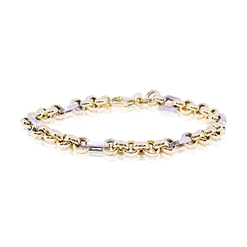 Best bangle bracelets with pastel enamel for a soft and delicate aesthetic-14K YELLOW GOLD 7.5-INCH ROLO AND PAPERCLIP LINK BRACELET