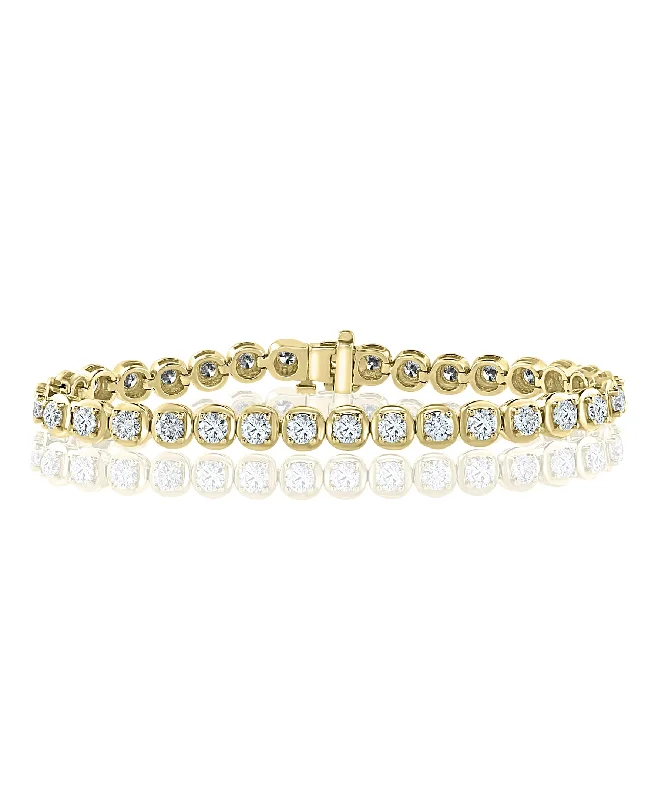 Best bangle bracelets with crystal accents for added sparkle and glamour-14K YELLOW GOLD DIAMOND BRACELET - 6.02CTW