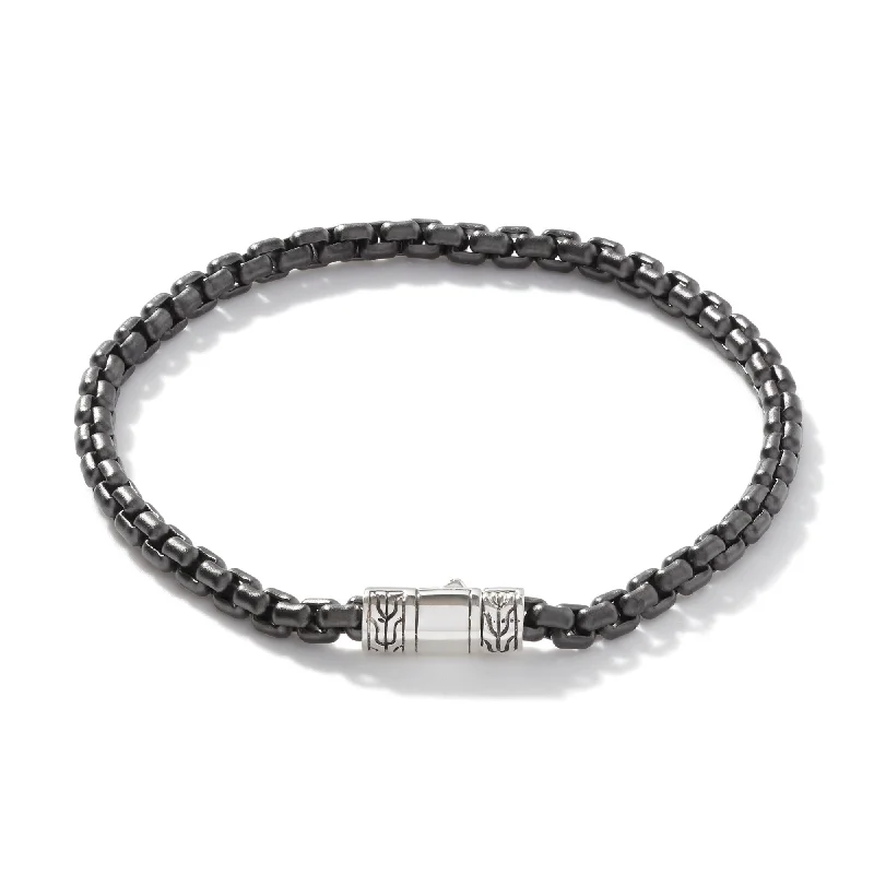 Thin bangle bracelets with mixed metals for a contemporary and versatile look-JOHN HARDY BLACK PVD STERLING SILVER CHAIN BRACELET