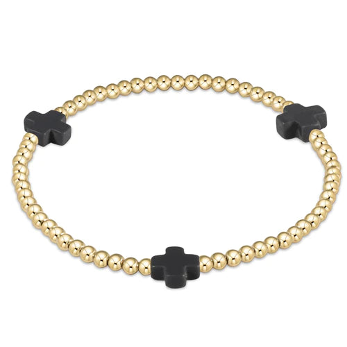 Best bangle bracelets with pearls and crystals for a glamorous and sophisticated look-3mm Cross Bracelet Charcoal