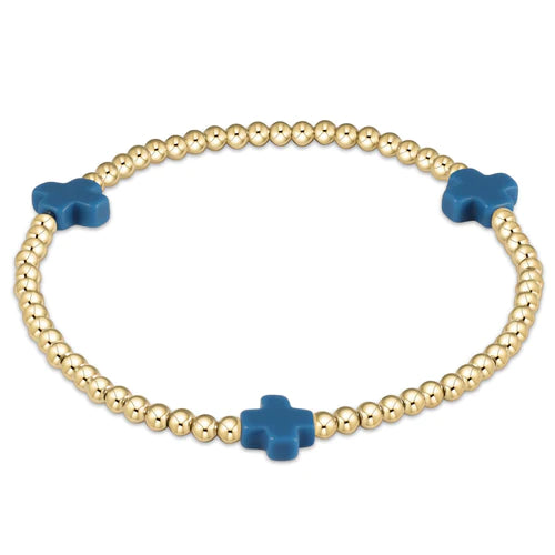 Best bangle bracelets with natural wood for a unique and earthy aesthetic-3mm Cross Bracelet Cobalt