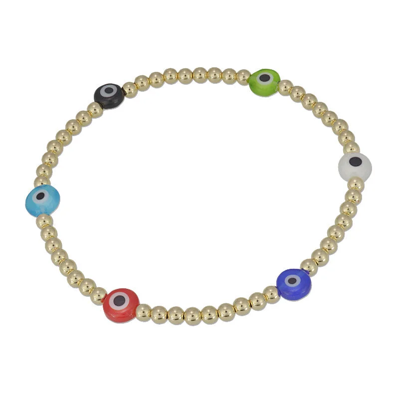 Wide bangle bracelets with bohemian designs for a bold and carefree style-3mm Evil Eye Bracelet in Multi