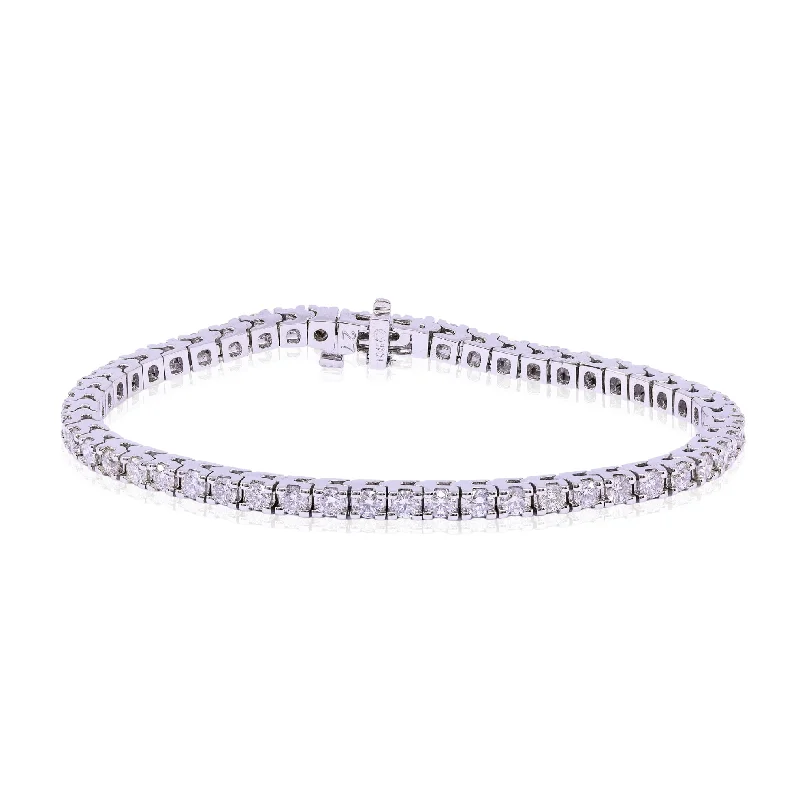 Best bangle bracelets with enamel detailing for a colorful and unique design-14K WHITE GOLD DIAMOND TENNIS BRACELET - 4.00CTW