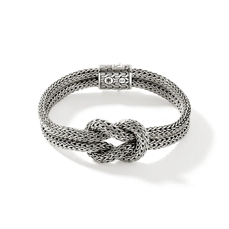 Best bangle bracelets with engraved floral patterns for a delicate and elegant design-JOHN HARDY STERLING SILVER DOUBLE STRAND LOVE KNOT BRACELET