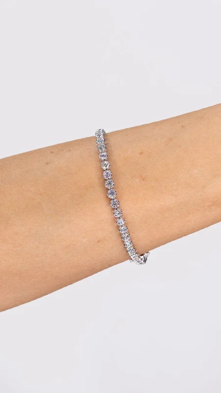 Wide bangle bracelets with boho-inspired patterns for a free-spirited design-5.27ct F+ VS+ Lab Diamond Bubble Tennis Bracelet 14k White Gold