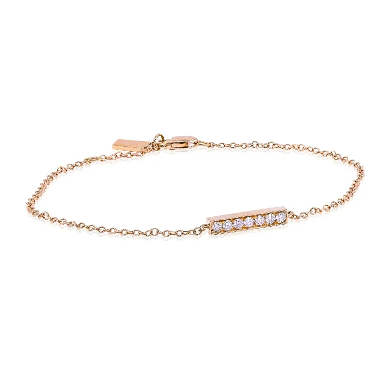 Best bangle bracelets with adjustable sizes for a comfortable and perfect fit-18K ROSE GOLD DIAMOND BAR BRACELET - 0.15CTW