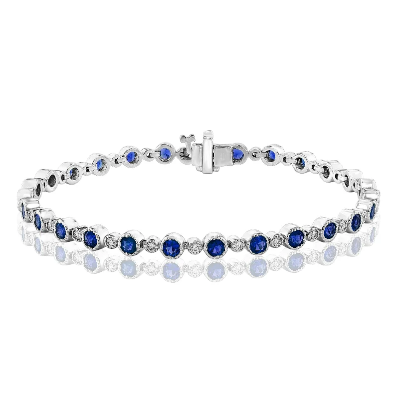 Best bangle bracelets with heart-shaped charms for a romantic and sweet touch-14K WHITE GOLD SAPPHIRE DIAMOND BRACELET