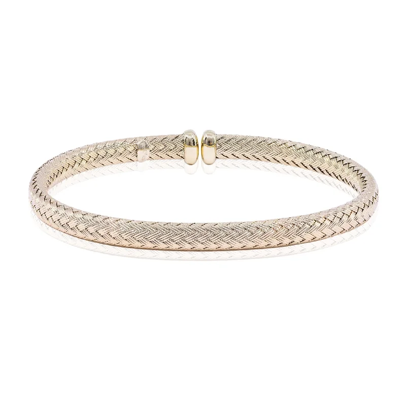 Stylish bangle bracelets with gemstone accents for a chic and modern look-18K YELLOW GOLD BRAIDED BANGLE BRACELET