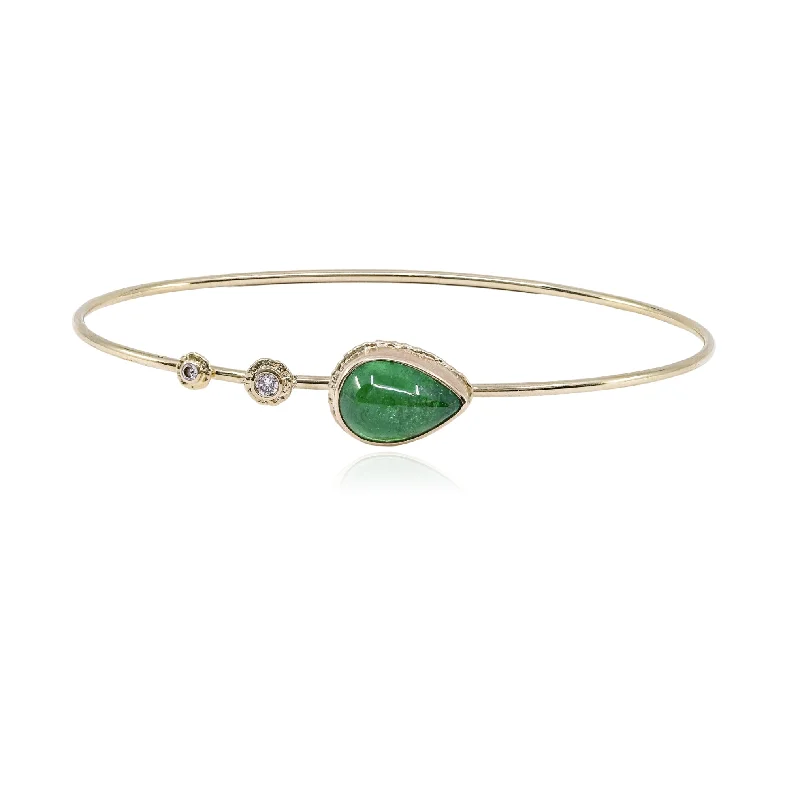 Art deco bangle bracelets with bold lines and shapes for a vintage-inspired flair-JAMIE JOSEPH 14K YELLOW GOLD TSAVORITE GARNET DIAMOND BANGLE BRACELET