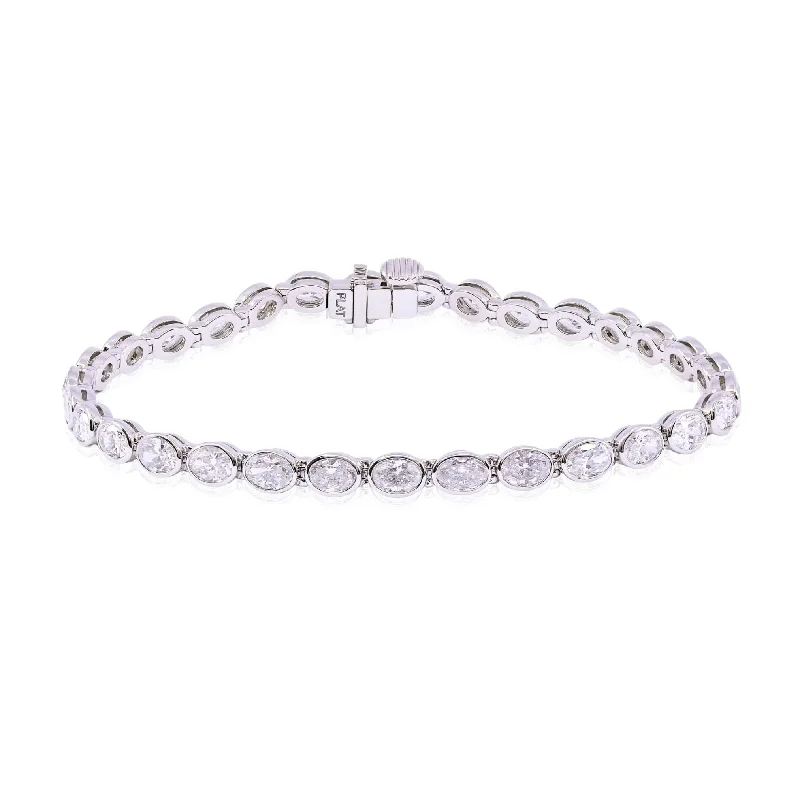 Best bangle bracelets with intricate filigree patterns for an elegant and detailed finish-PLATINUM OVAL DIAMOND TENNIS BRACELET - 6.72CTW