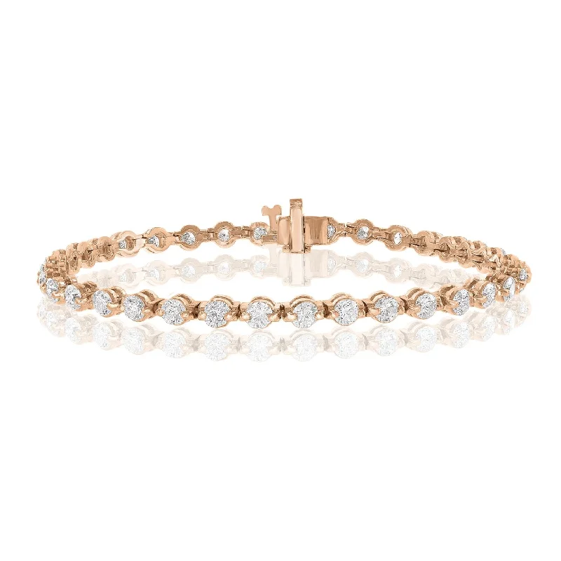 Simple bangle bracelets with smooth matte finishes for a subtle and modern style-14K ROSE GOLD DIAMOND TENNIS BRACELET - 5.01CTW