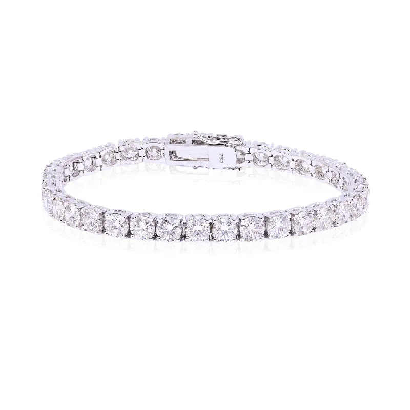 Best bangle bracelets with thin, delicate chains for an understated, sophisticated look-18K WHITE GOLD DIAMOND TENNIS BRACELET - 14.10CTW