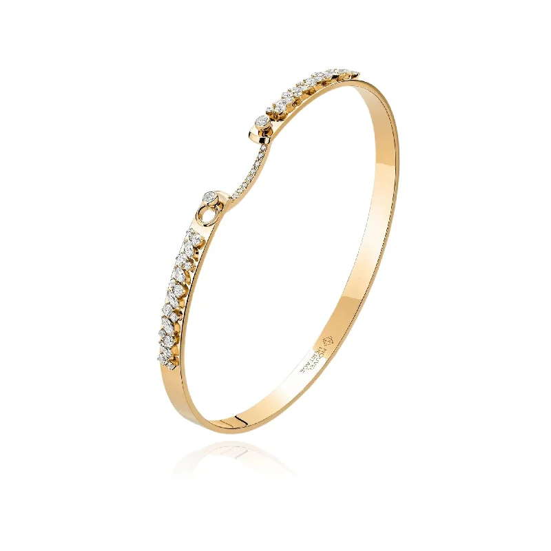 Bangle bracelets with enamel inlay designs for a colorful and eye-catching appearance-NOUVEL HERITAGE 18K YELLOW GOLD 'UNDER THE STARS' MOOD BANGLE BRACELET - 0.76CTW