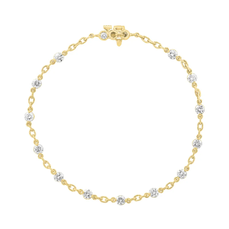 Unique bangle bracelets with colorful enamel designs for a vibrant and playful look-14K YELLOW GOLD DIAMOND CHAIN BRACELET - 2.01CTW