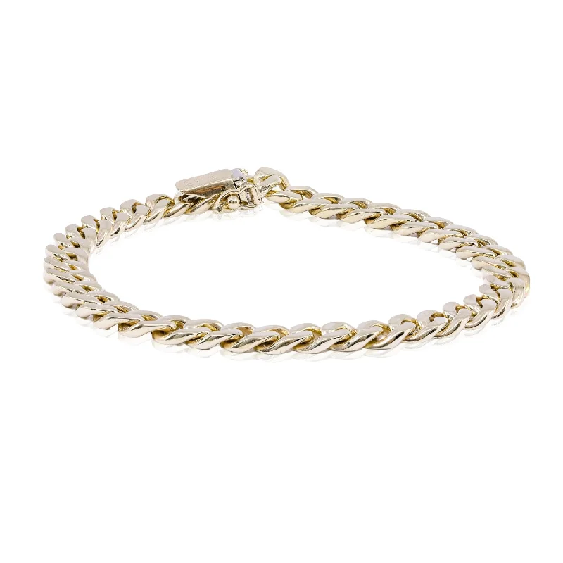 Best bangle bracelets with smooth sterling silver for a polished, refined finish-ESTATE 14K YELLOW GOLD FLAT CURB LINK BRACELET