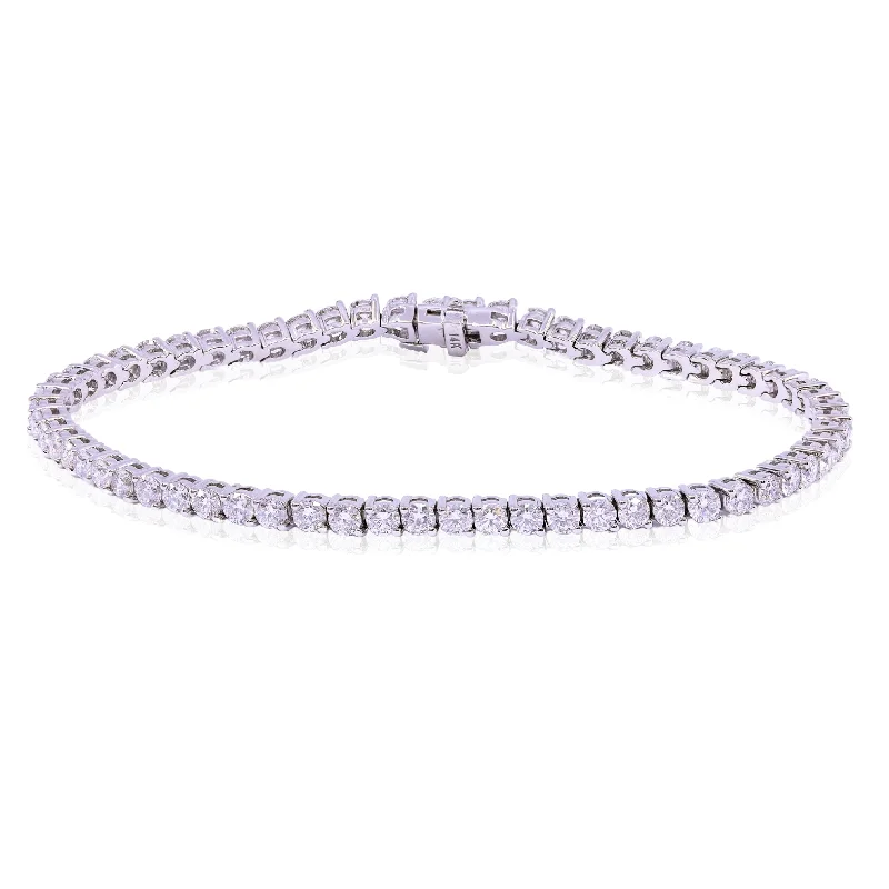 Simple gold bangle bracelets with smooth finishes for a classic and elegant style-14K WHITE GOLD DIAMOND TENNIS BRACELET - 5.20CTW