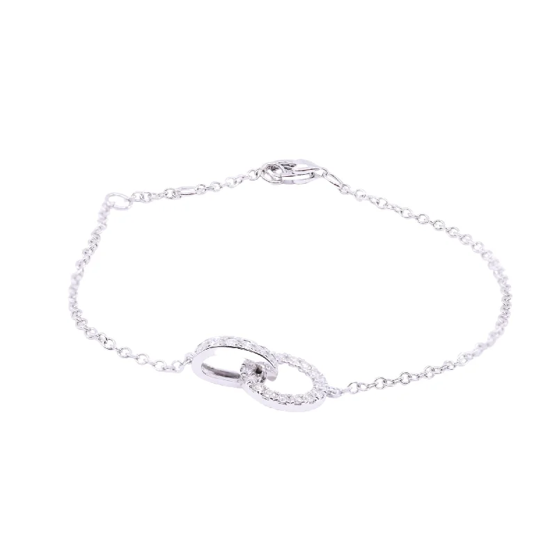 Best bangle bracelets with hand-crafted details for a unique and artisanal touch-14K WHITE GOLD 7-INCH INTERLOCKING OVAL AND CIRCLE DIAMOND BRACELET - 0.33CTW